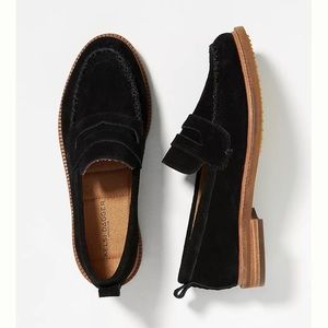 Anthropologie Kelsi Dagger Brooklyn Black Suede Loafers